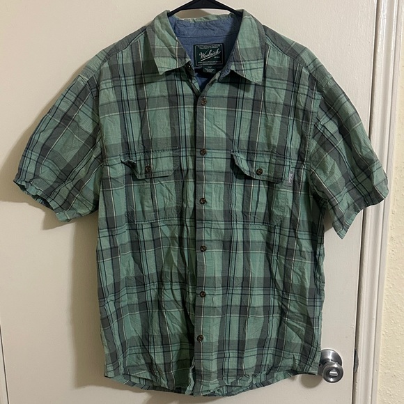 Woolrich Other - EUC Woolrich Cotton Plaid Striped Button Down Short Sleeve Shirt Large